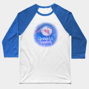 Gwendolyn the Graceful Pig in Blue Baseball T-Shirt